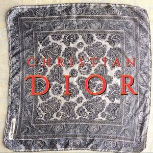 Dior Paisley design 100% silk B/W handkerchief